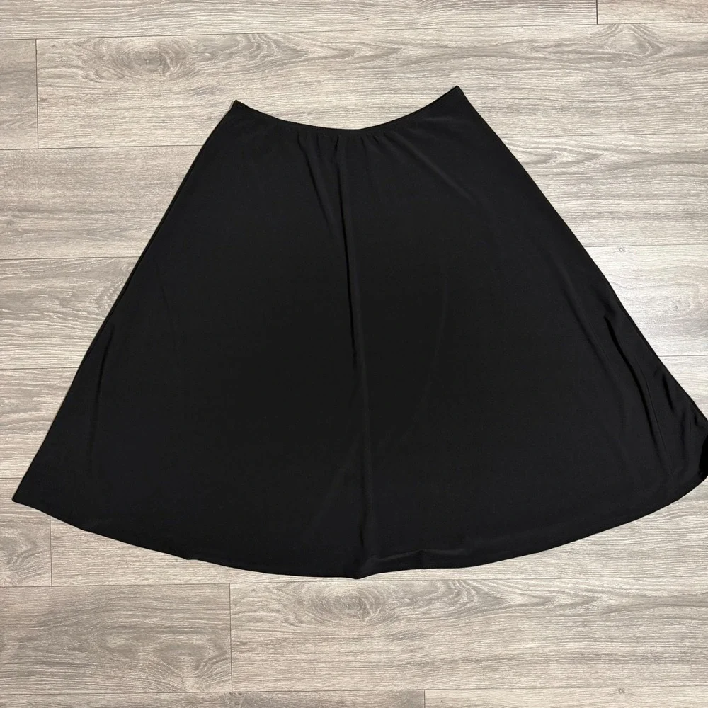 Whimsical Jason Maxwell Black Midi Skirt XL A-Line Elastic Waist Stretch Fairy